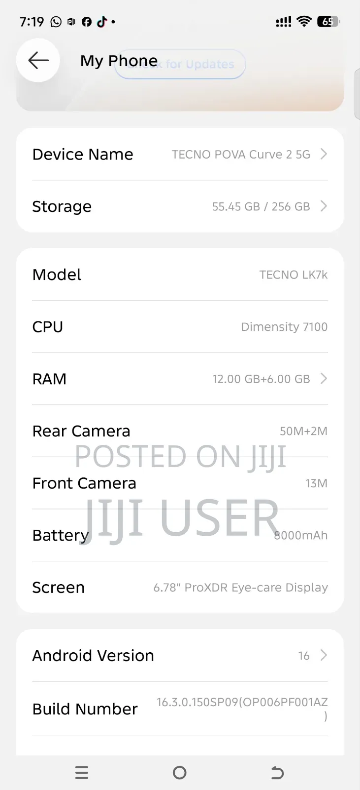 Tecno Pova Curve 2 5G 256 GB Silver