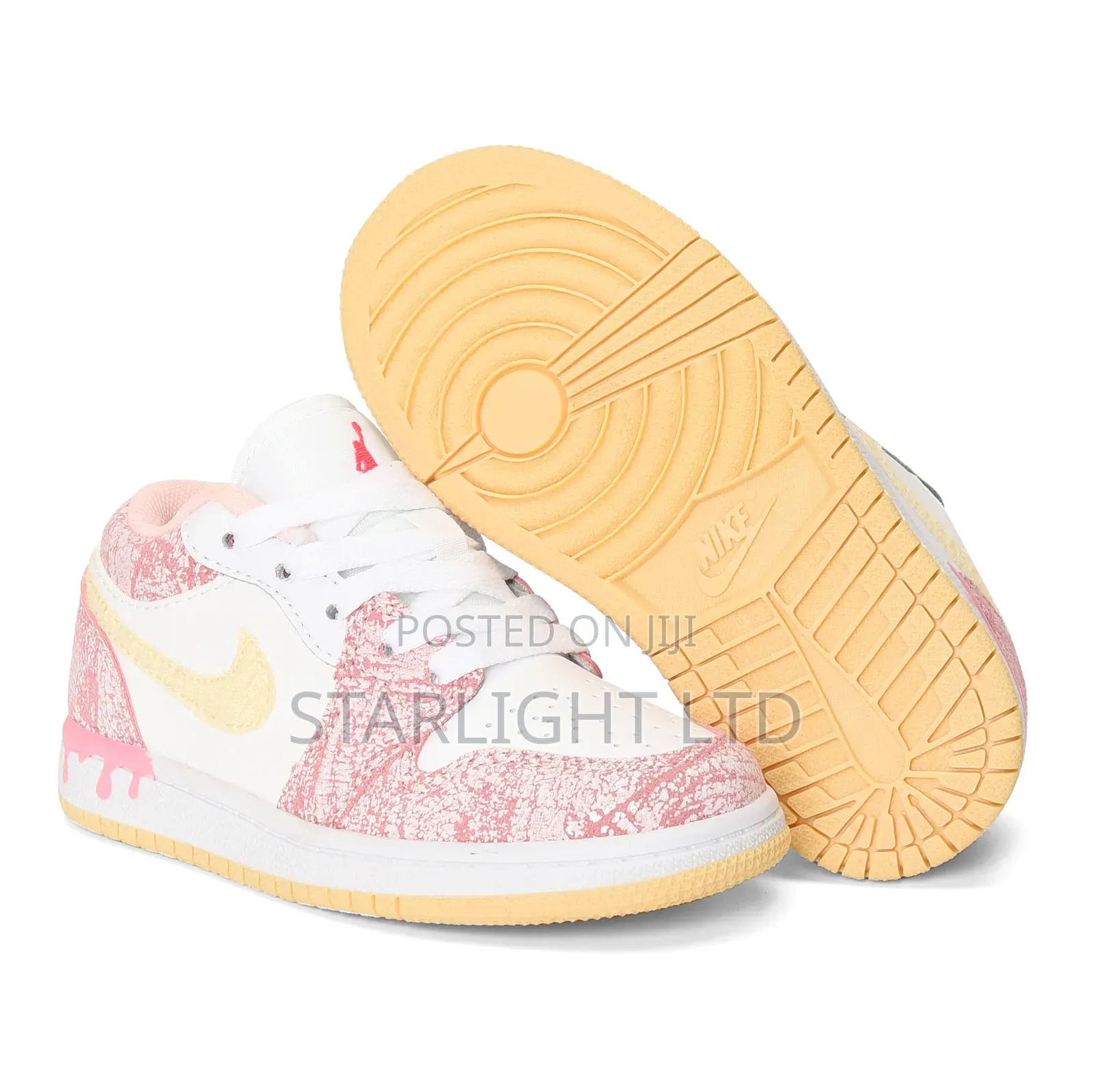 Kids’ Pink White Retro High-Top Sneakers 24-37