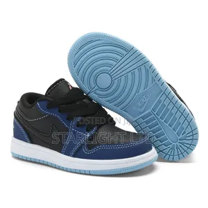 Kids’ Blue Black High-Top Sneakers, Trendy Streetwear Shoes 22-37