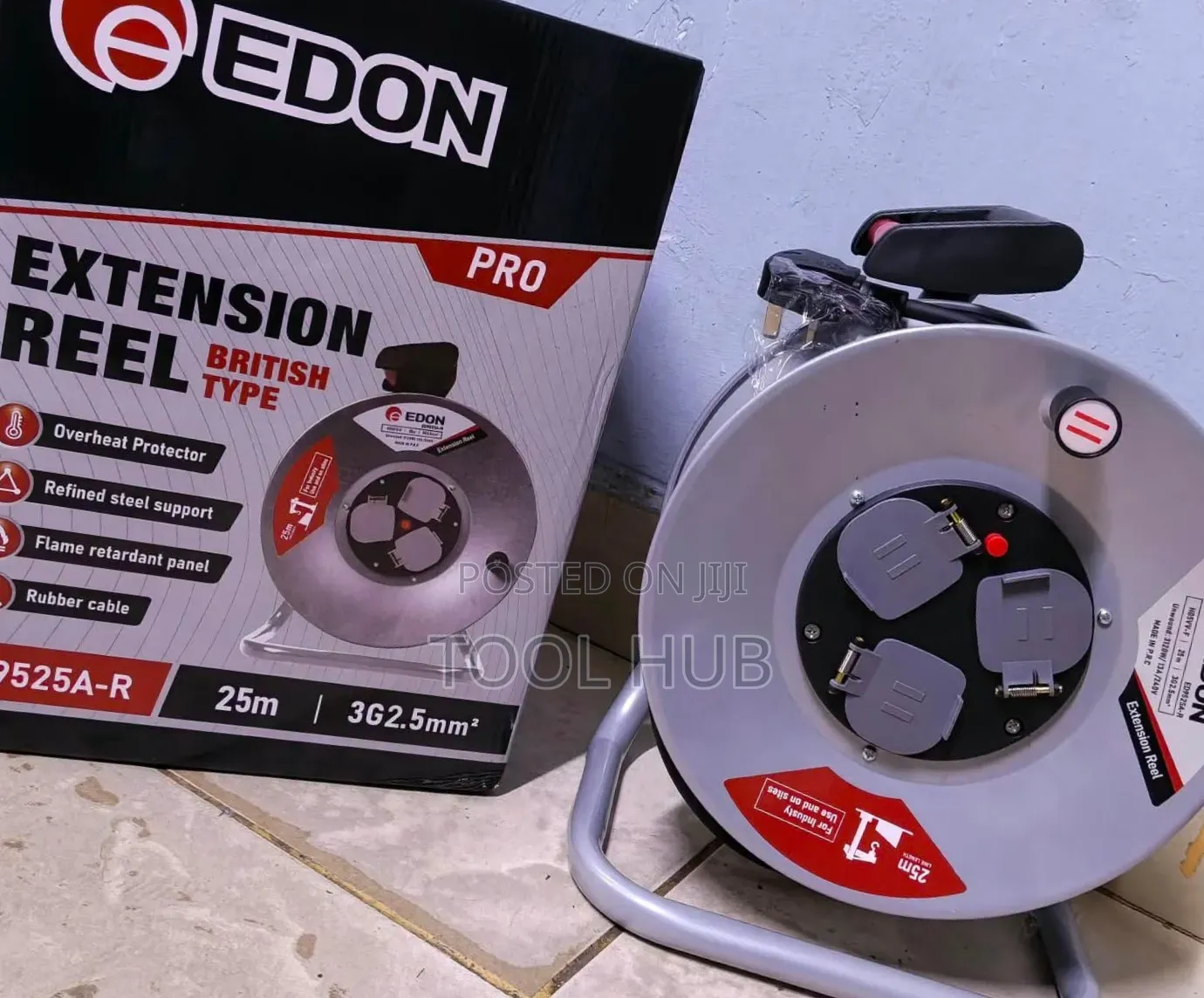 QEDON PRO ED9525A-R 25m Extension Reel (British Type).