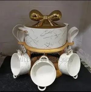 Ceramic Set of 6 Bowls Soup Touren Bamboo Base