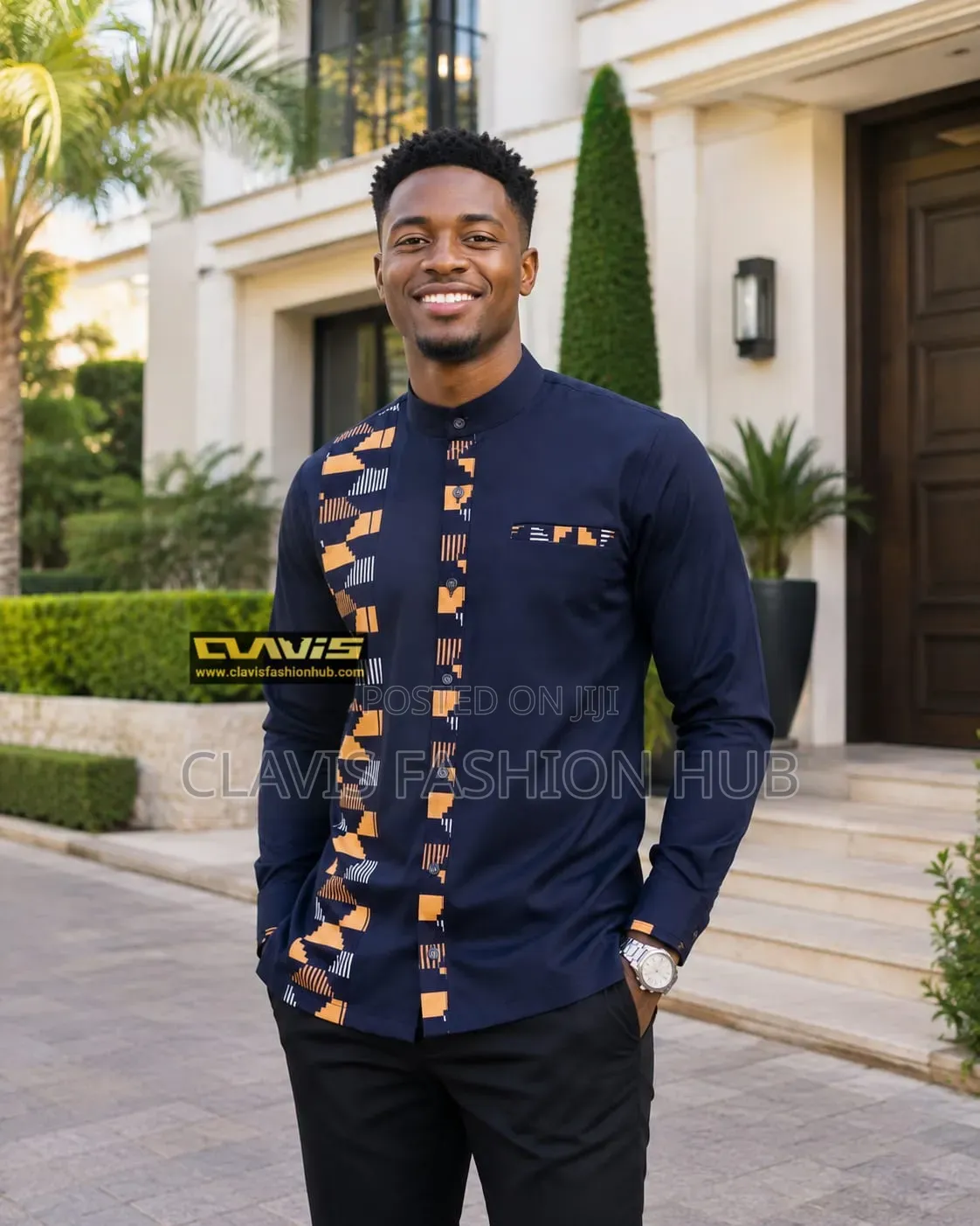 Navy Blue African Shirts for Men