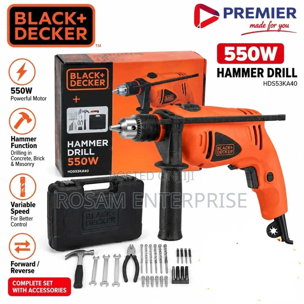 Hammer Drill 550w Complete Set With Accessories