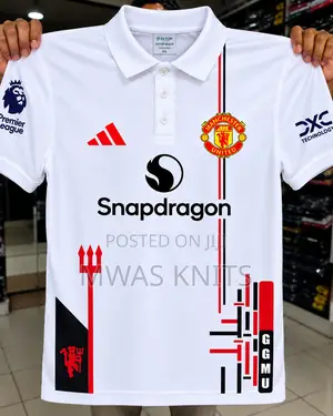 Manchester United Premier League White Polo Jersey Unisex Shirt