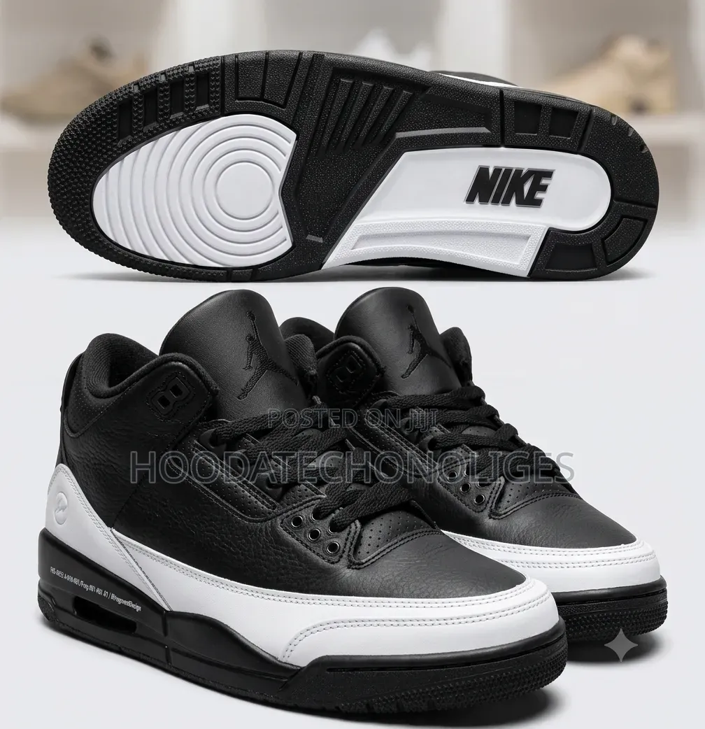 Black and White Nike Air Jordan 3 Retro X Fragment Design Sneaker