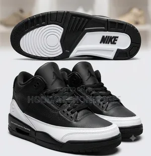 Black and White Nike Air Jordan 3 Retro X Fragment Design Sneaker