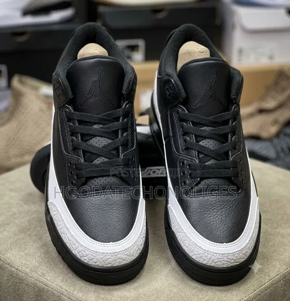 Black and White Nike Air Jordan 3 Retro X Fragment Design Sneaker