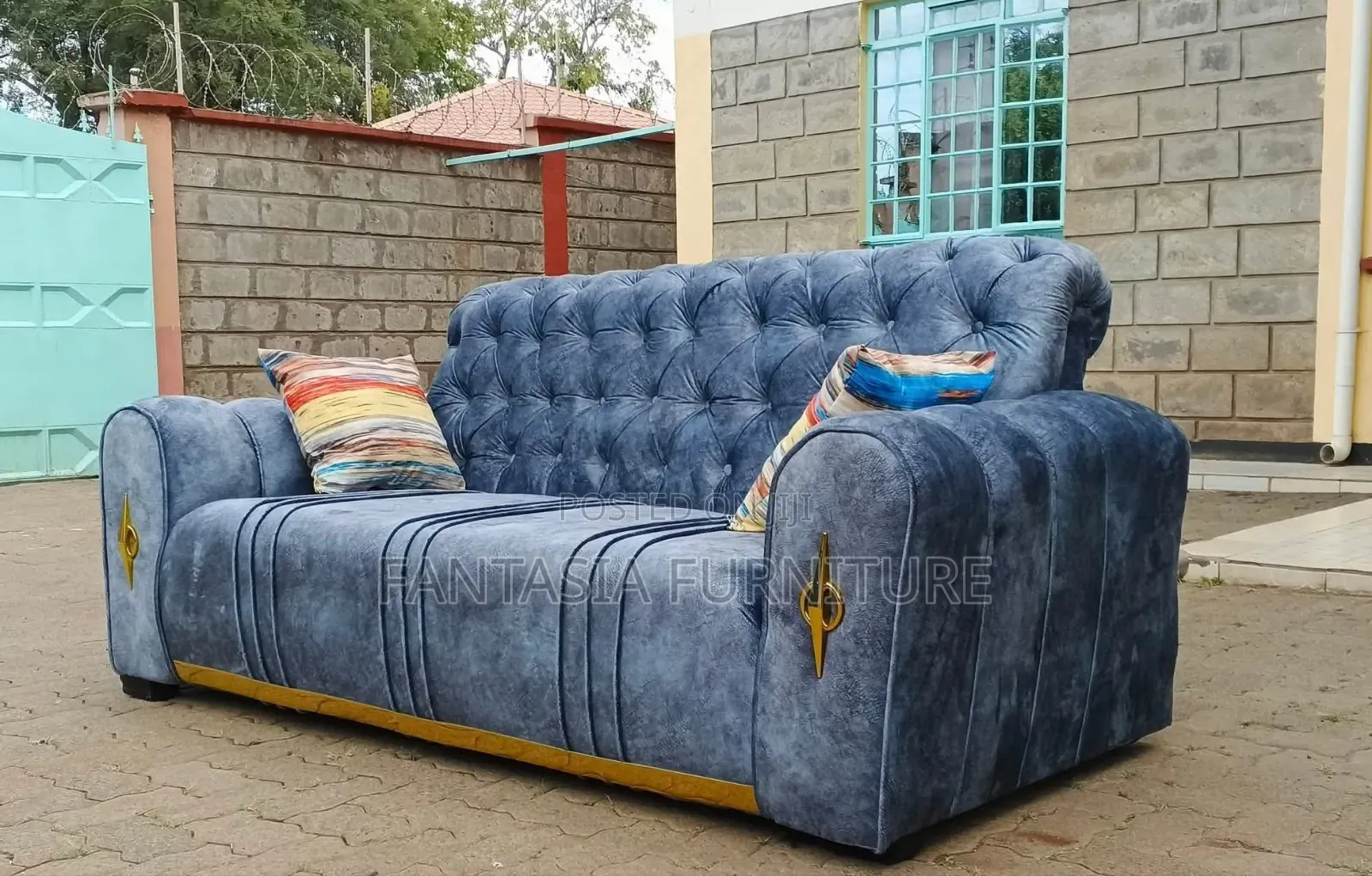 3 Seater Blue Clean Chester Sofa