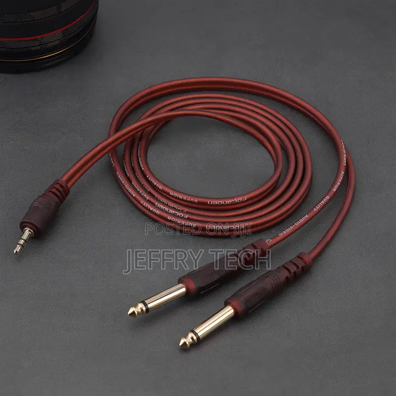 3.5mm to Dual 6.5mm Audio Cable 1 to 2 Splitter Adapter for Mixing Co