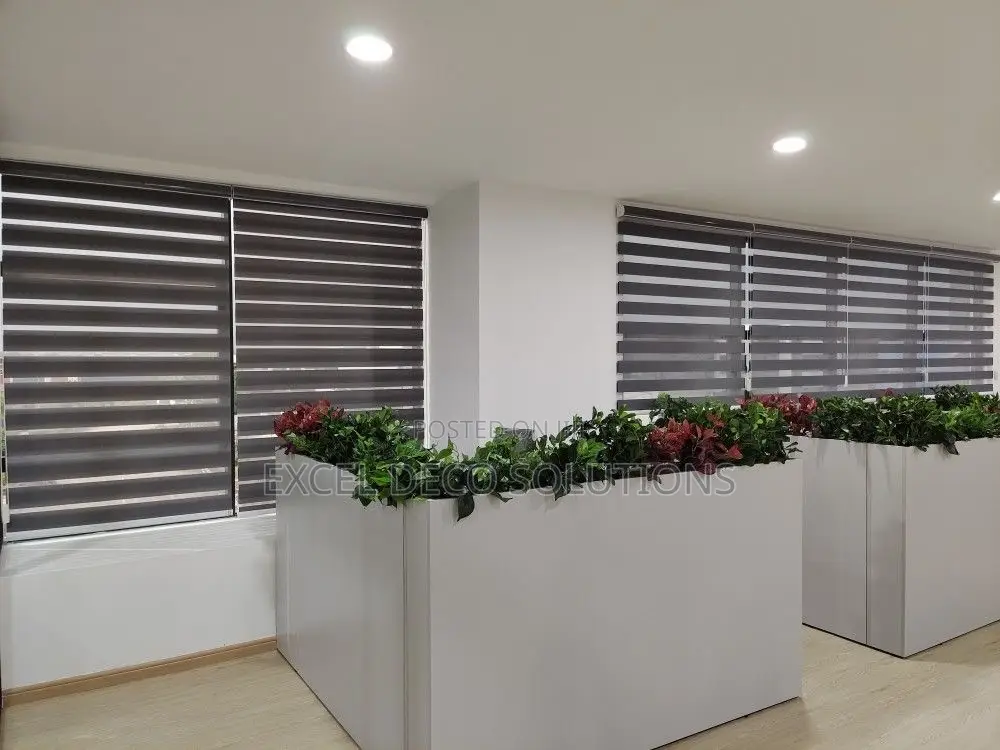 Grey Zebra Roller Blinds - Modern Dual Layer Window Shades Per SQM