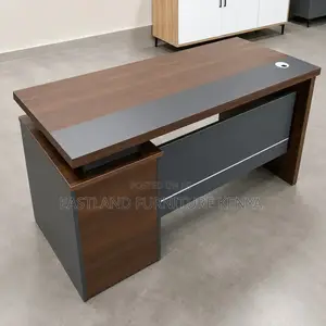 Executive Office Table 1.4m With Side Cabinet - Walnut Grey
