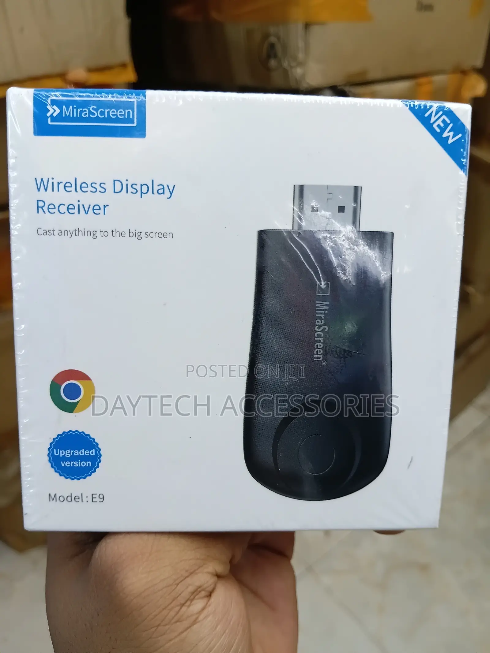 The MiraScreen E9 Wireless Display Receiver Plug-and-Play.