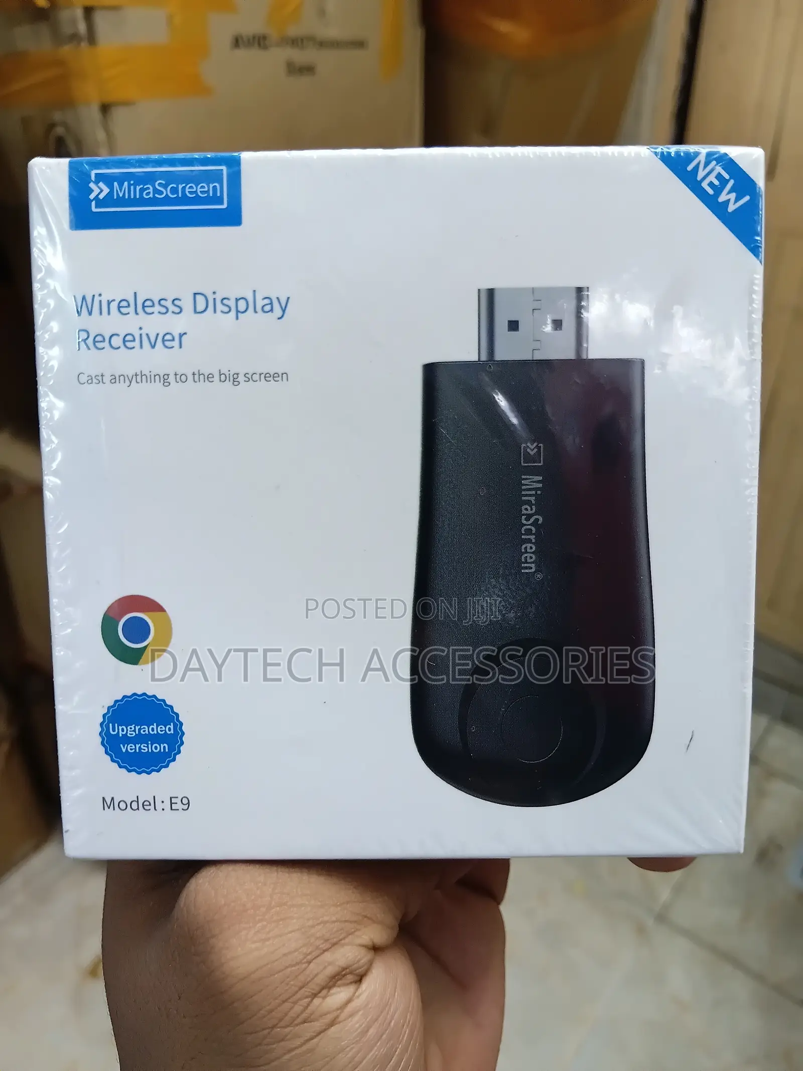 The MiraScreen E9 Wireless Display Receiver Plug-and-Play.
