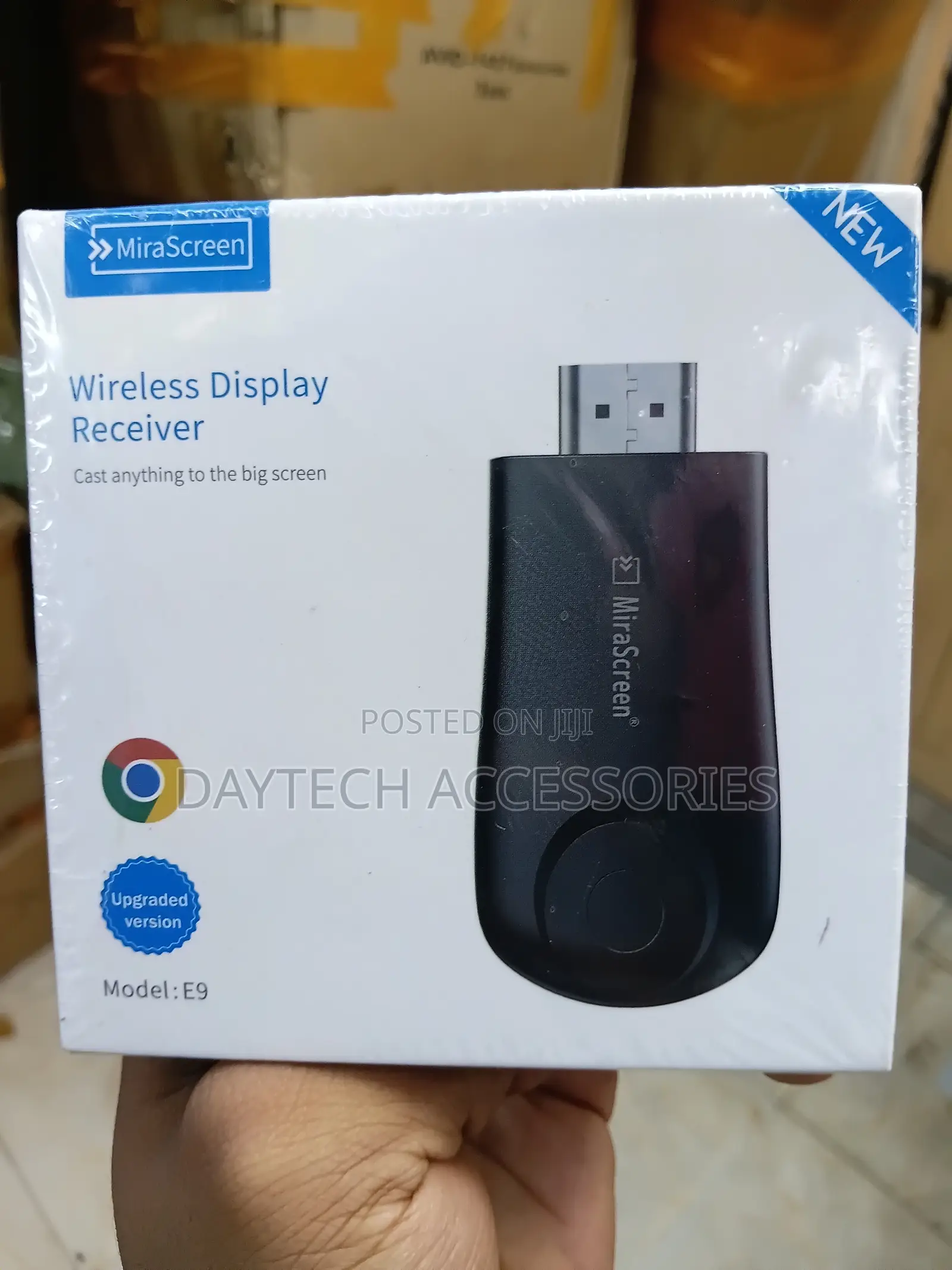The MiraScreen E9 Wireless Display Receiver Plug-and-Play.