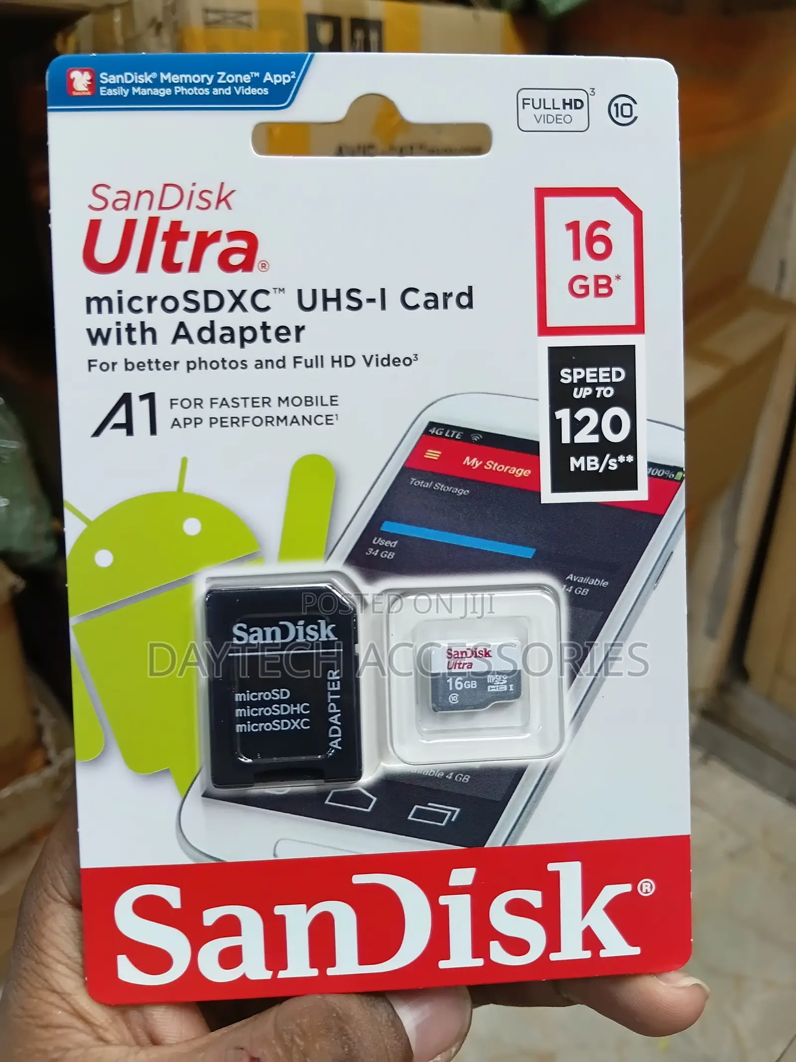SanDisk Ultra 16GB microSDHC UHS-I Memory Card With an SD Adapter,