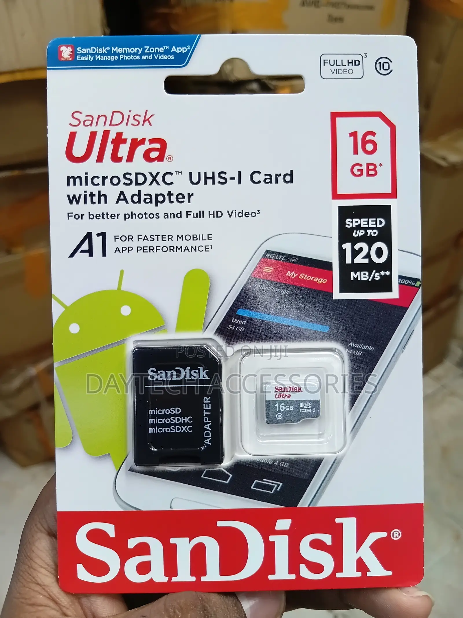 SanDisk Ultra 16GB microSDHC UHS-I Memory Card With an SD Adapter,