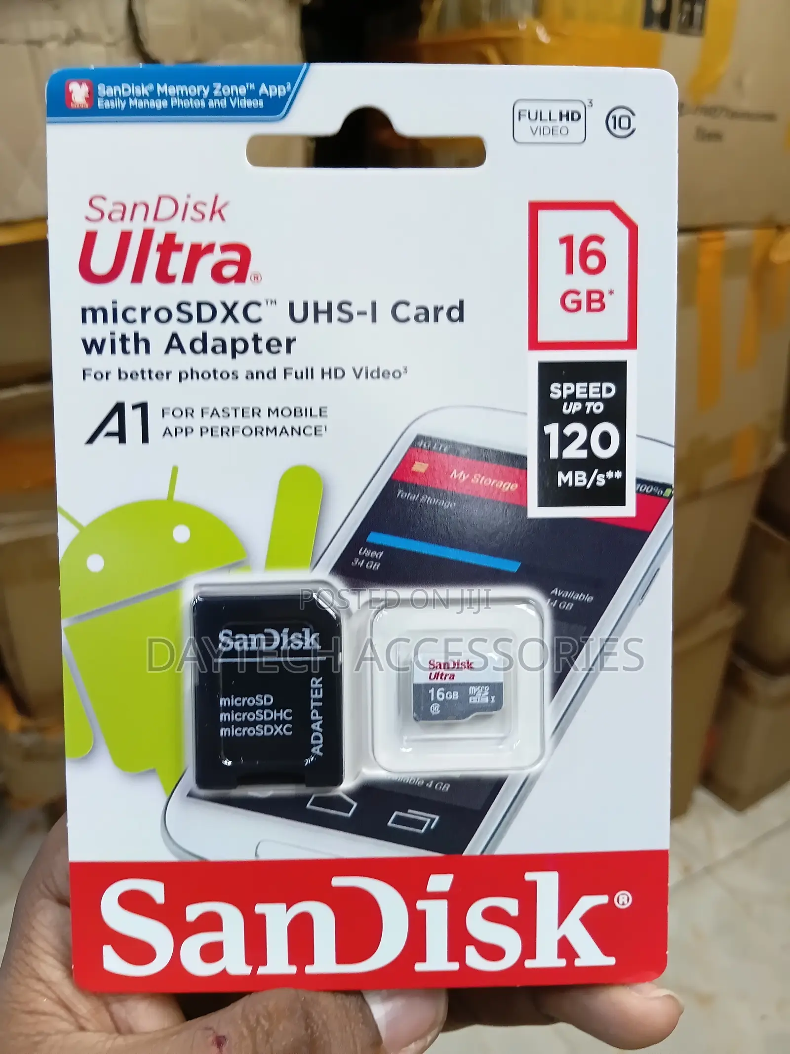 SANDISK 16GB Ultra UHS-I microSDHC Memory Card With SD Reader Adapter