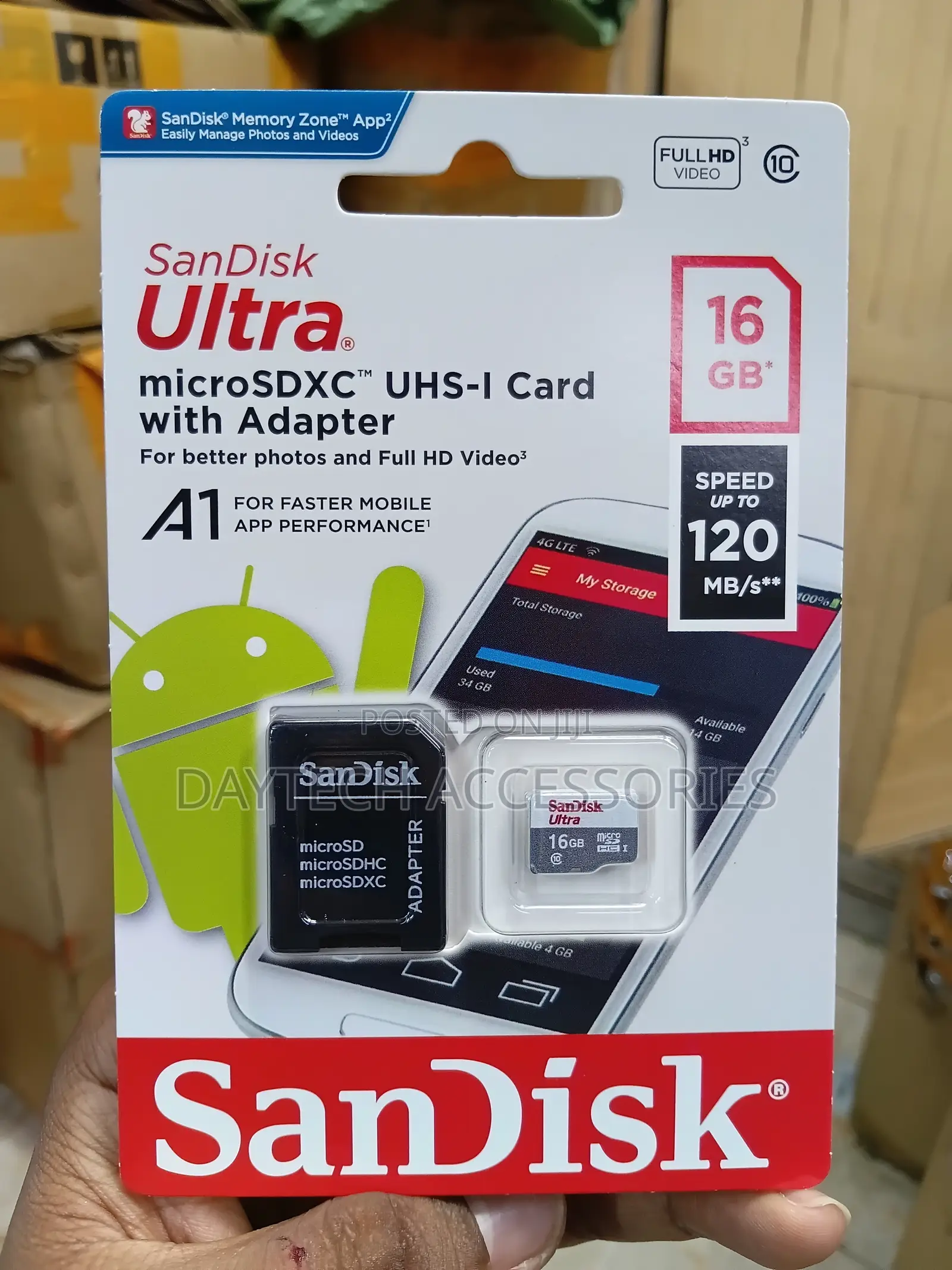 SANDISK 16GB Ultra UHS-I microSDHC Memory Card With SD Reader Adapter