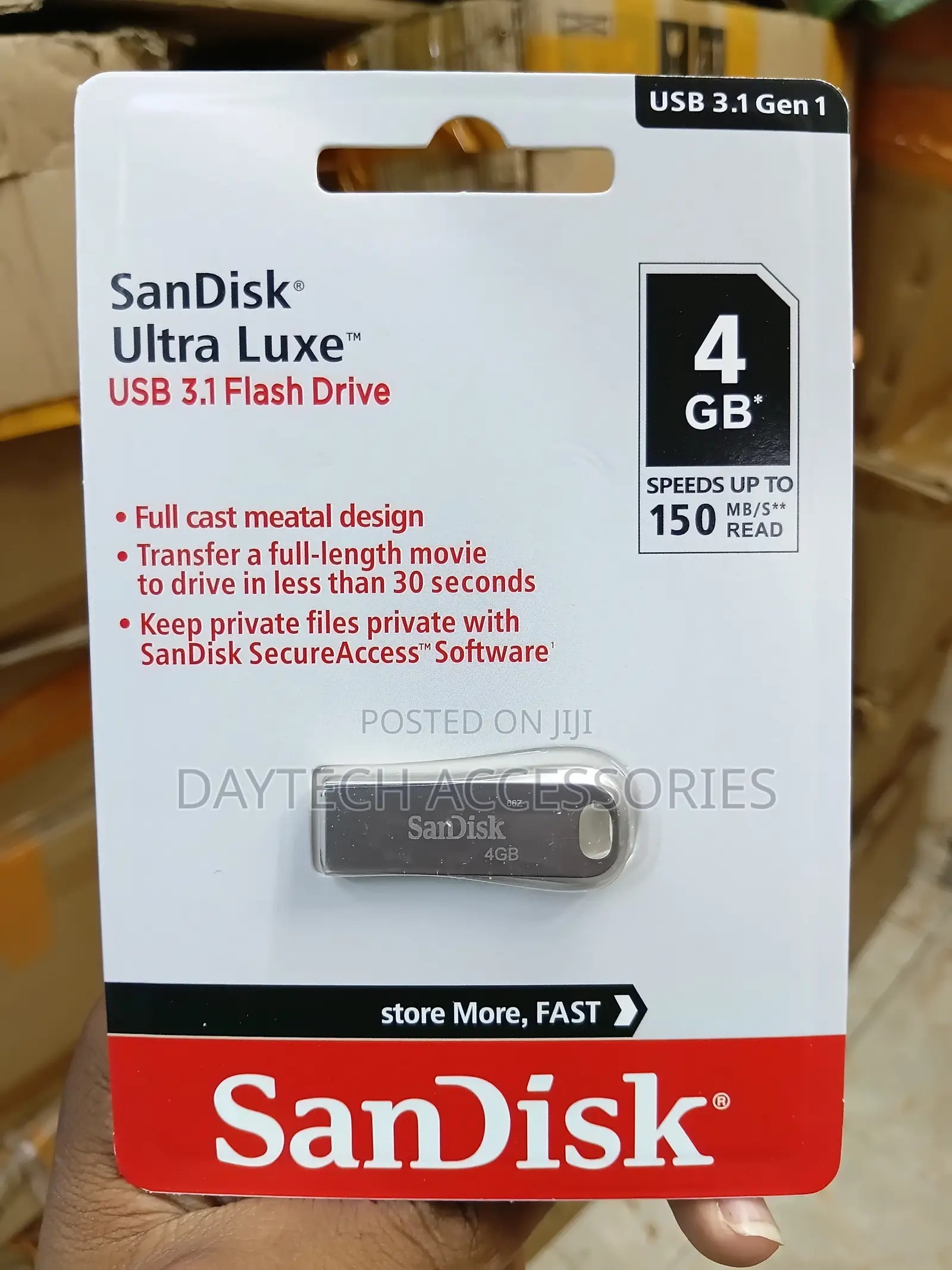 Sandisk Ultra Luxe USB Flash Drive 4GB - Silver