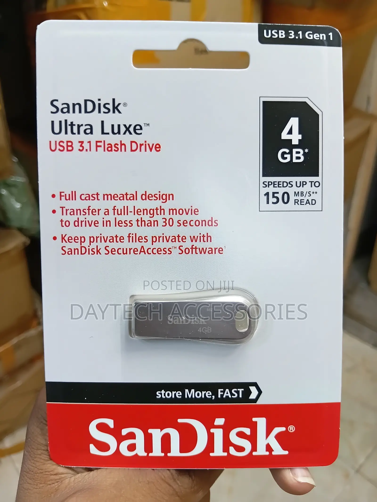 Sandisk Ultra Luxe USB Flash Drive 4GB - Silver