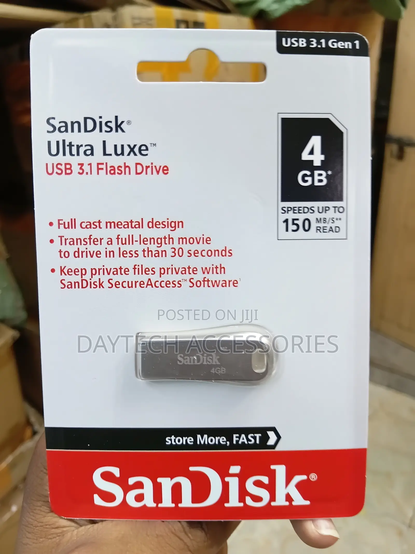 Sandisk Ultra Luxe USB Flash Drive 4GB - Silver