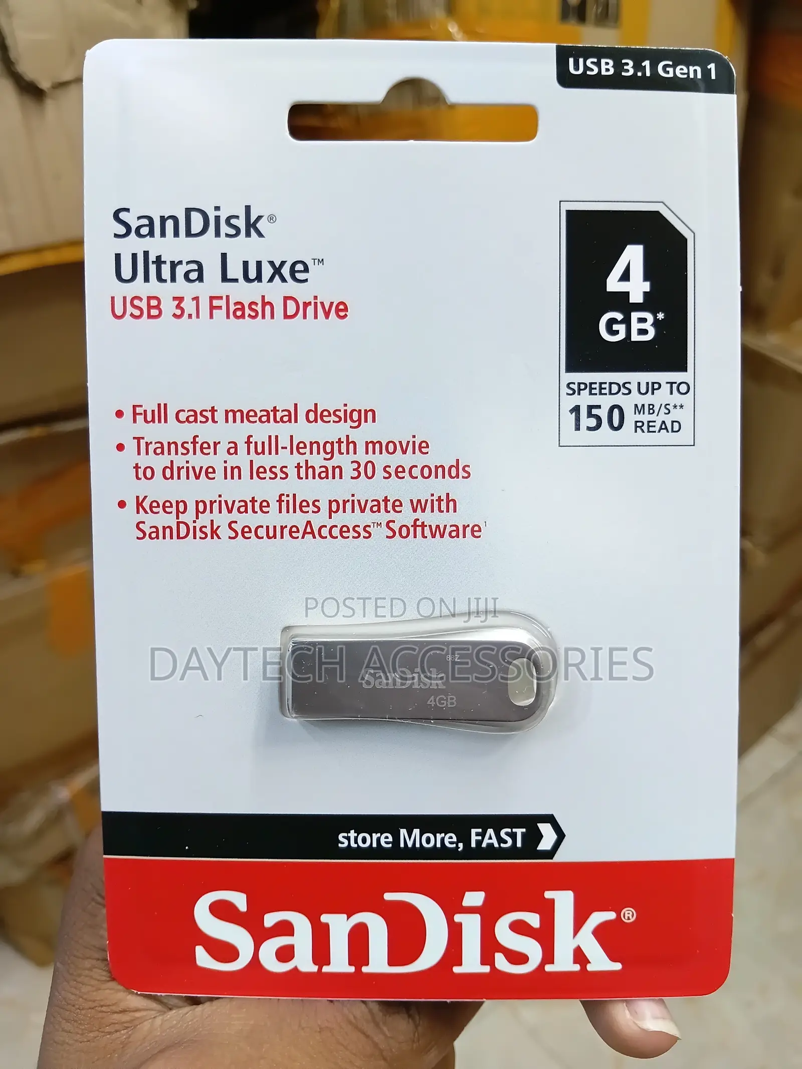 Sandisk Ultra Luxe USB Flash Drive 4GB - Silver
