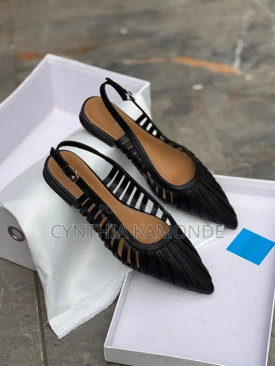 Leather Pointed Slingback Flats