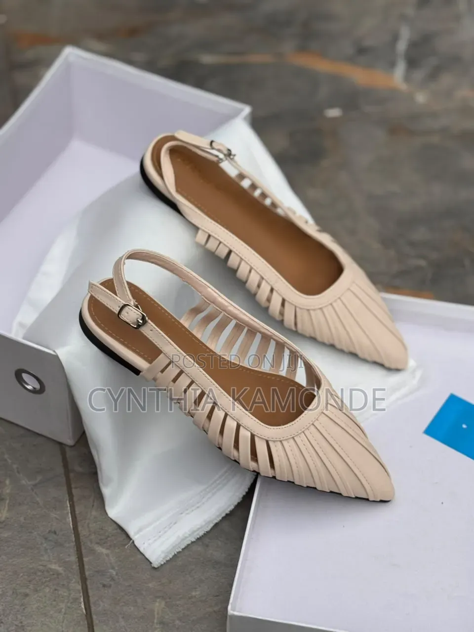 Leather Pointed Slingback Flats
