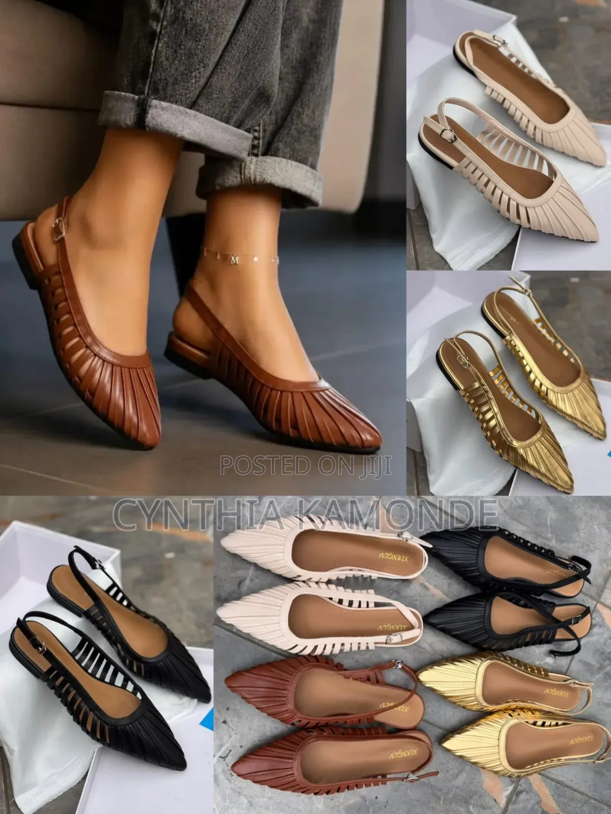 Leather Pointed Slingback Flats