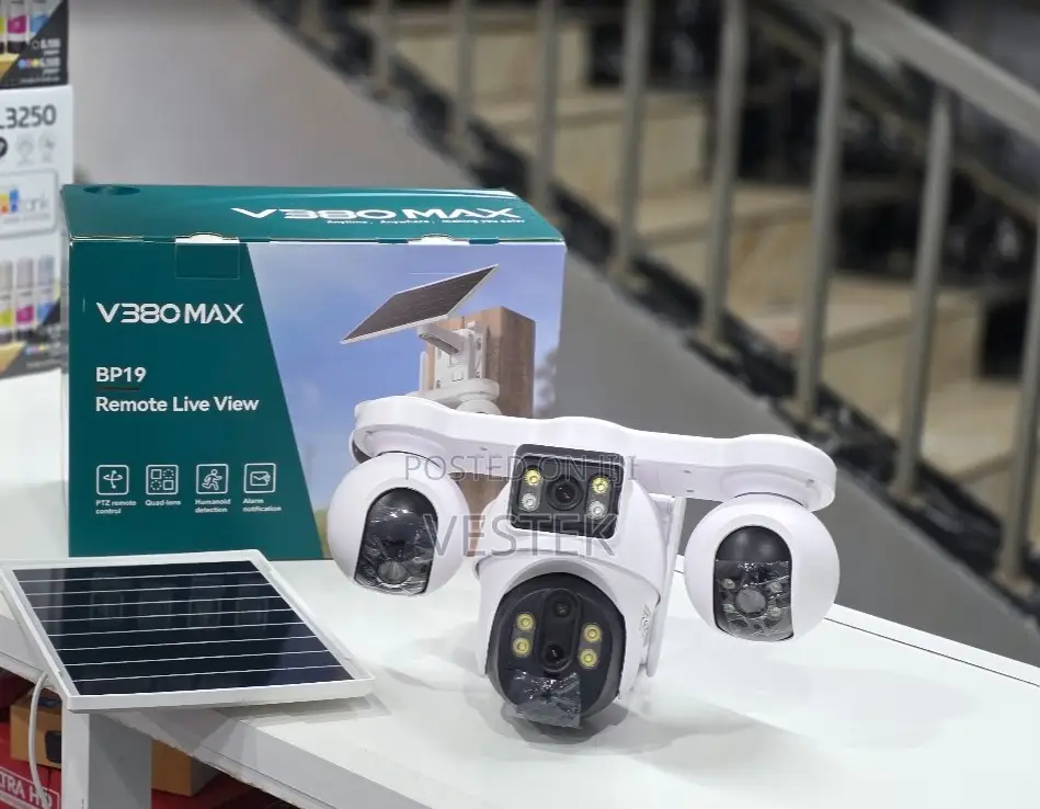V380 MAX BP19 4-Lens Solar PTZ Security Camera With Remote Live View