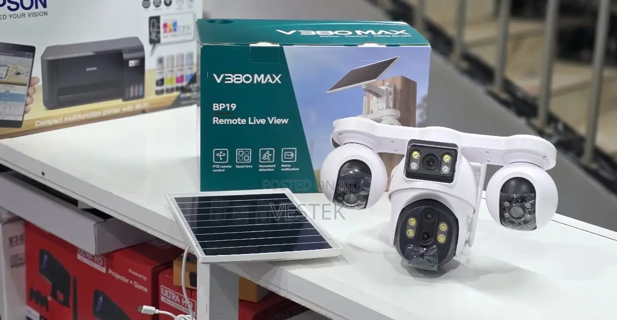 V380 MAX BP19 Solar Security Camera - Four Lens Multi-Angle PTZ
