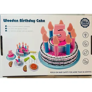 Wooden Birthday Party Cake for Toddlers, Pretend Play Set in Kenya