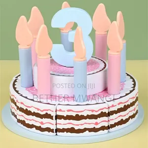 Wooden Birthday Party Cake for Toddlers, Pretend Play Set in Kenya