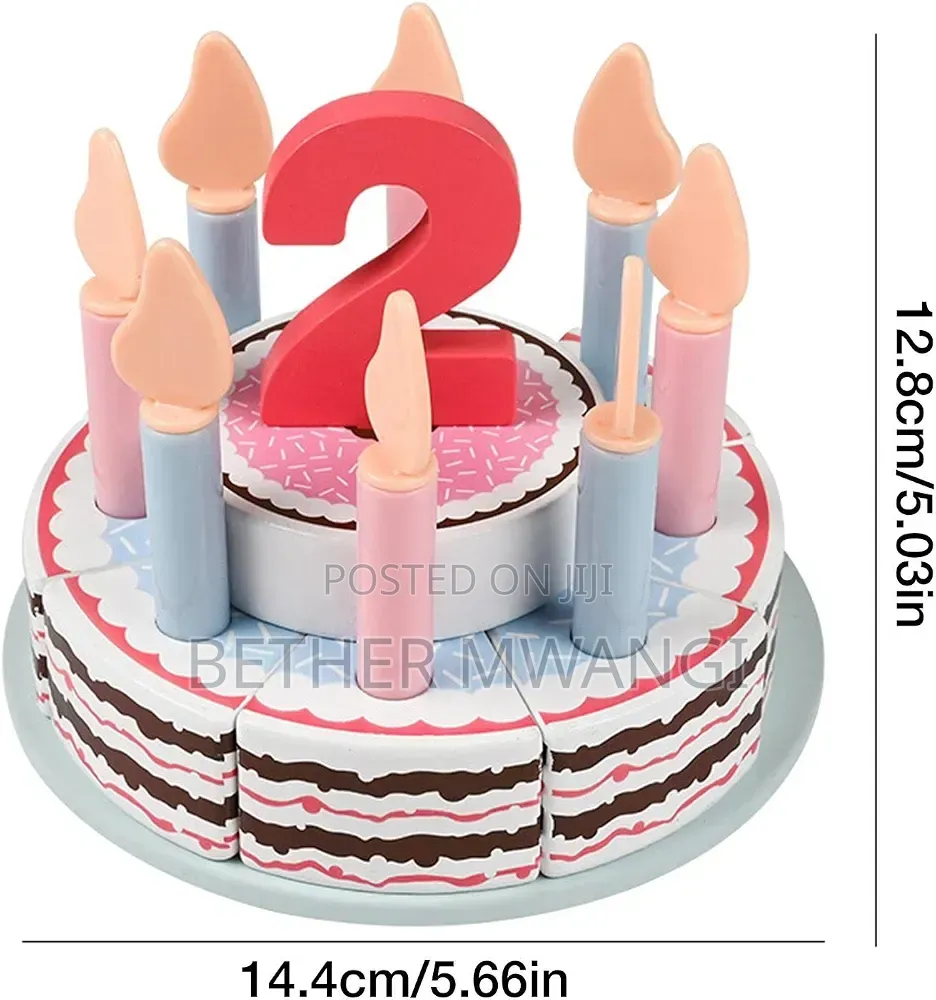 Wooden Birthday Party Cake for Toddlers, Pretend Play Set in Kenya