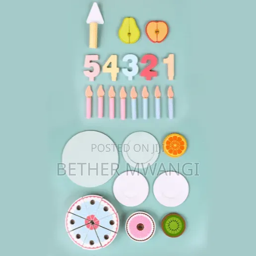Wooden Birthday Party Cake for Toddlers, Pretend Play Set in Kenya
