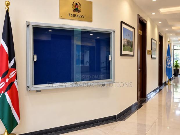 Executive Glass Sliding Lockable Notice Board – 90cm × 60cm - main view