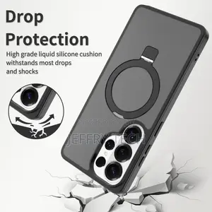 Samsung S26 Ultra Case With Magnetic Ring Stand Matte Anti-Fingerpri