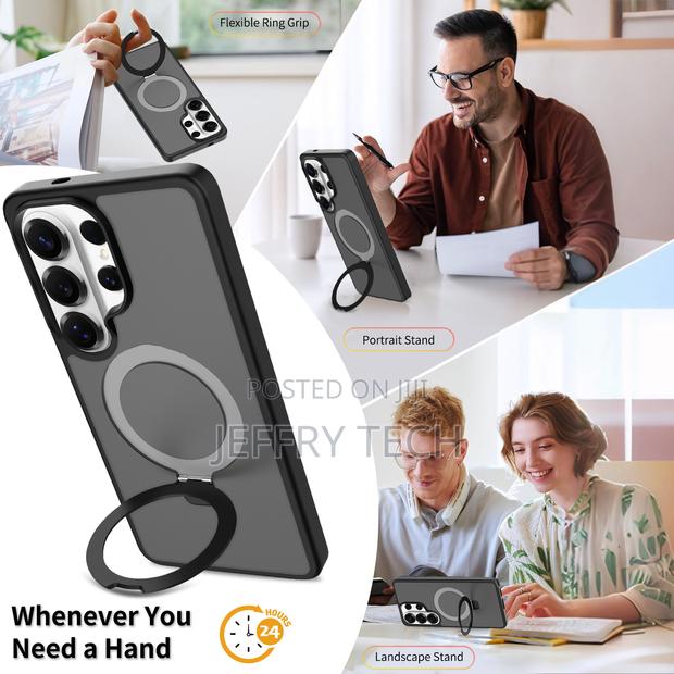 Samsung S26 Ultra Case With Magnetic Ring Stand Matte Anti-Fingerpri - thumbnail 2