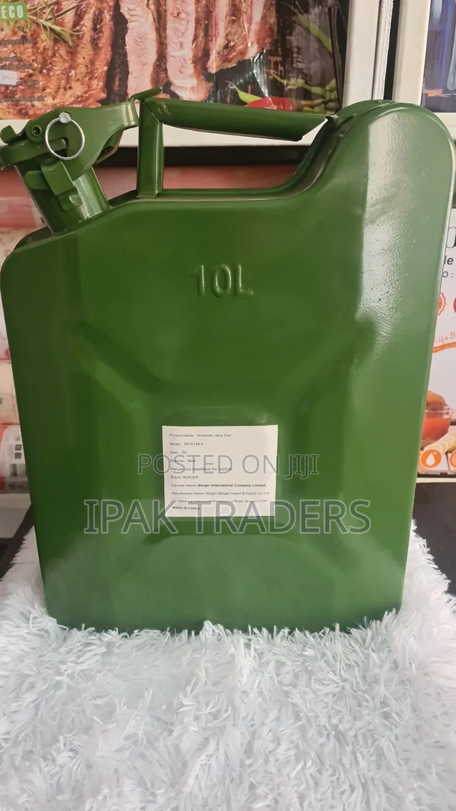 Green 10-Liter Heavy-Duty Metal Fuel Jerrycan