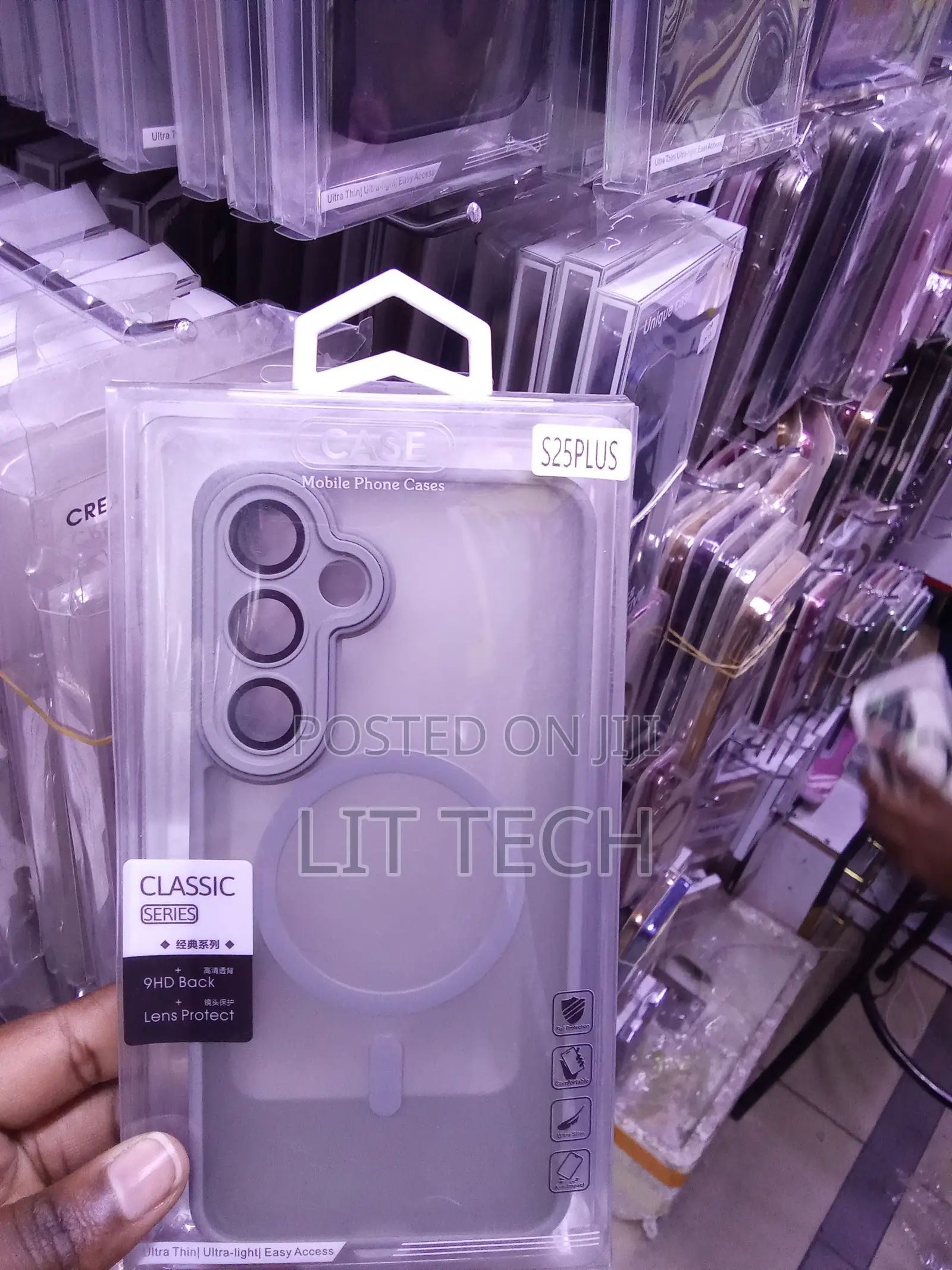 Translucent MagSafe Case With Lens Protector for Galaxy S25 Plus-Gray