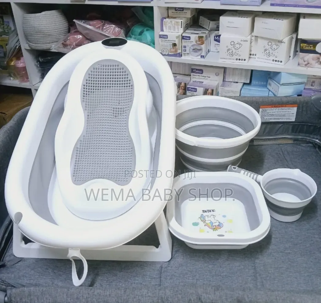 5-in-1 Foldable Baby Bathtub Set (Tub/Washbasin/Bucket/Ladle/Net)