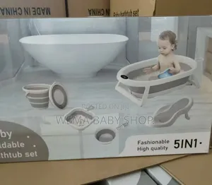 5-in-1 Foldable Baby Bathtub Set (Tub/Washbasin/Bucket/Ladle/Net)