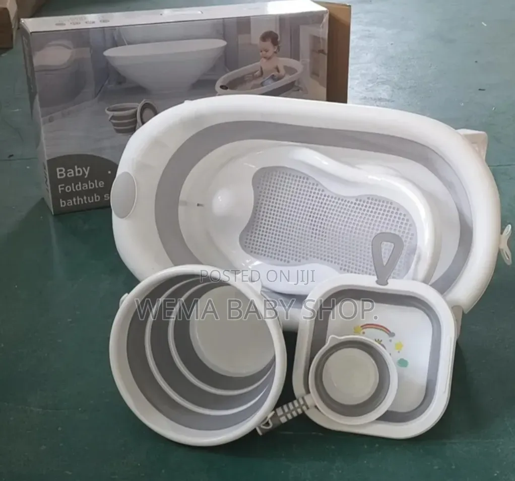 5-in-1 Foldable Baby Bathtub Set (Tub/Washbasin/Bucket/Ladle/Net)