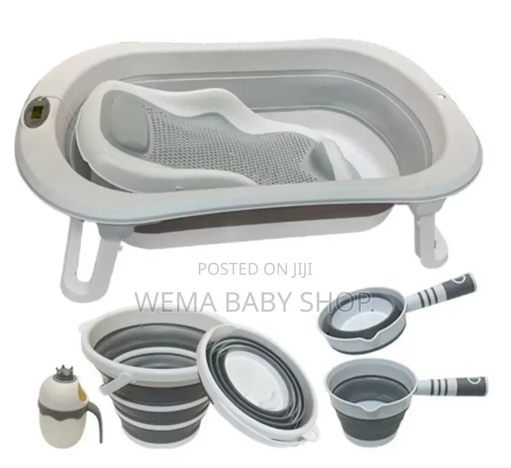 5-in-1 Foldable Baby Bathtub Set (Tub/Washbasin/Bucket/Ladle/Net)