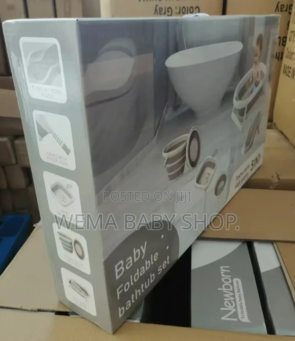 5-in-1 Foldable Baby Bathtub Set (Tub/Washbasin/Bucket/Ladle/Net)