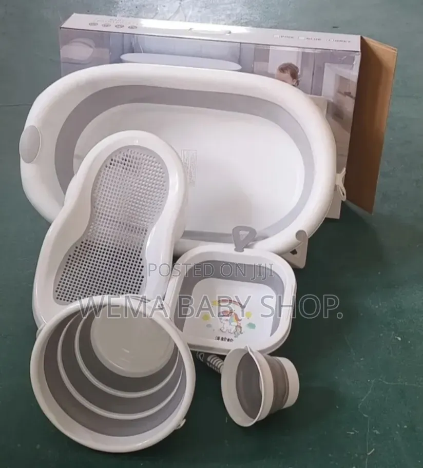 5-in-1 Foldable Baby Bathtub Set (Tub/Washbasin/Bucket/Ladle/Net)