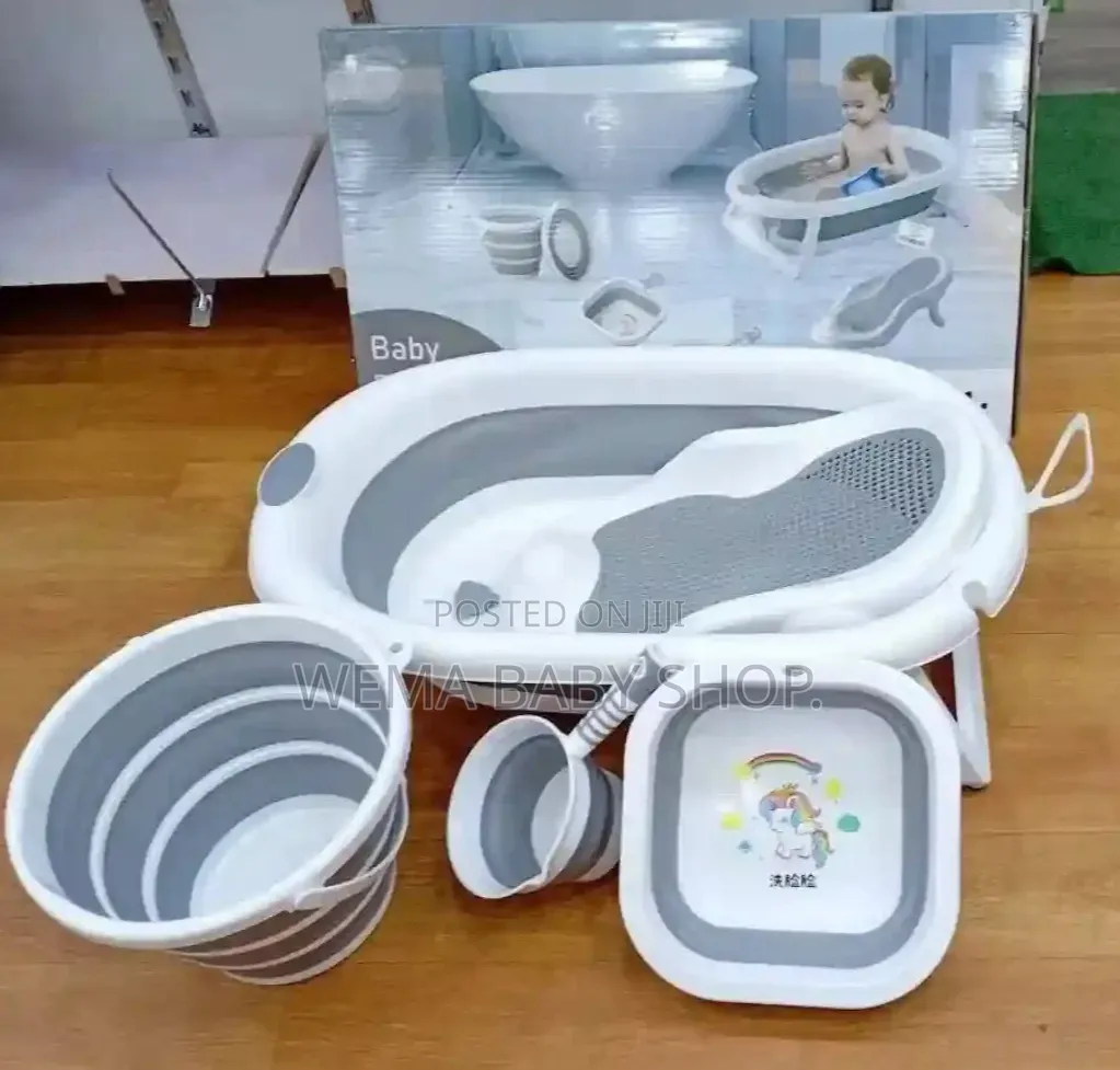 5-in-1 Foldable Baby Bathtub Set (Tub/Washbasin/Bucket/Ladle/Net)