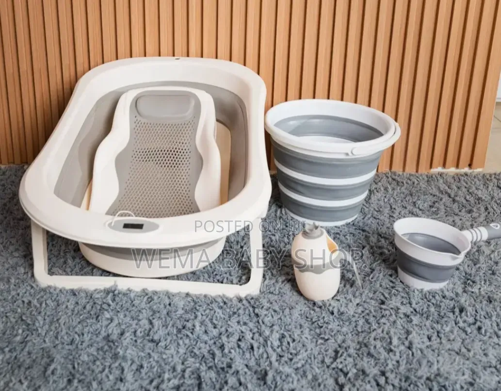 5-in-1 Foldable Baby Bathtub Set (Tub/Washbasin/Bucket/Ladle/Net)