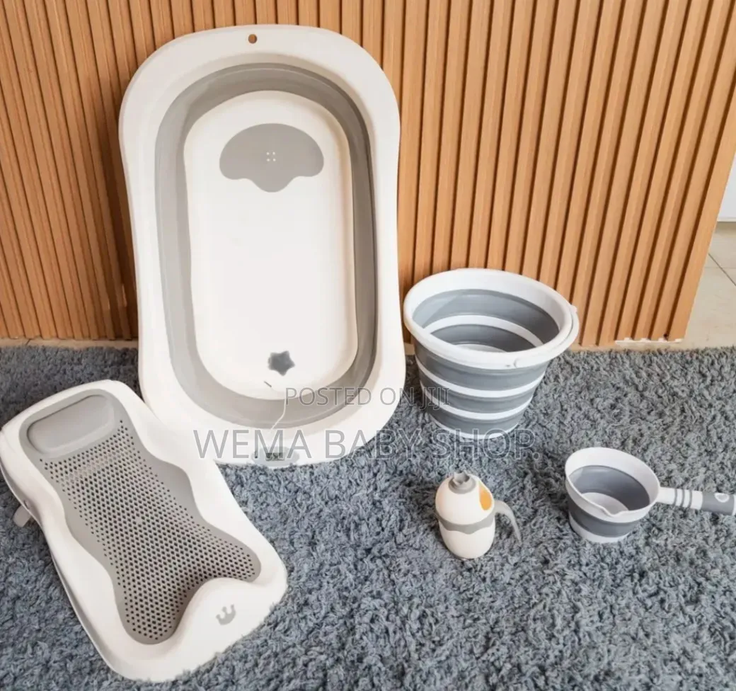 5-in-1 Foldable Baby Bathtub Set (Tub/Washbasin/Bucket/Ladle/Net)