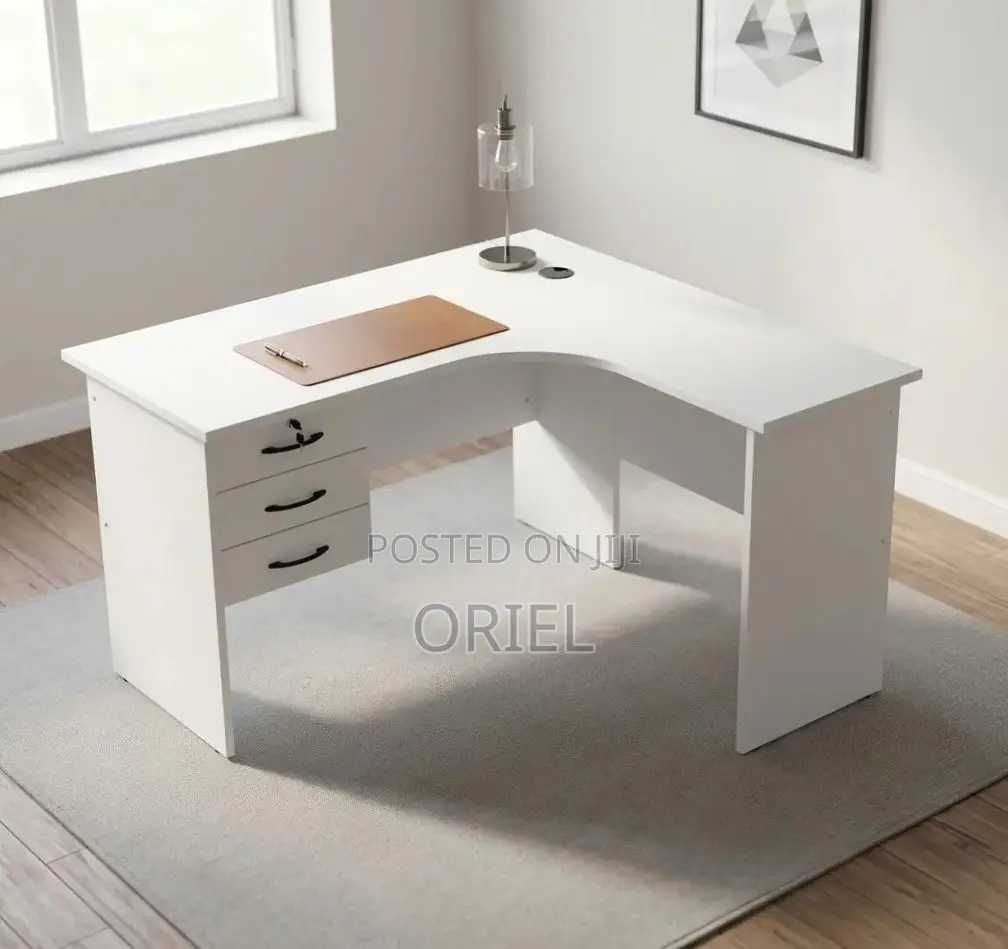 Office Study Desk : White 1.2M Corner Desk